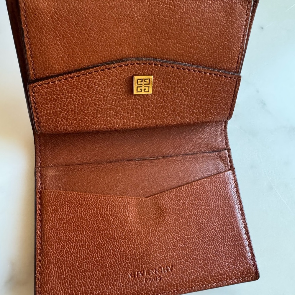 GIVENCHY Vintage 4G Logo Compact Card Holder Wallet Brown/ Cognac - Picture 4 of 10